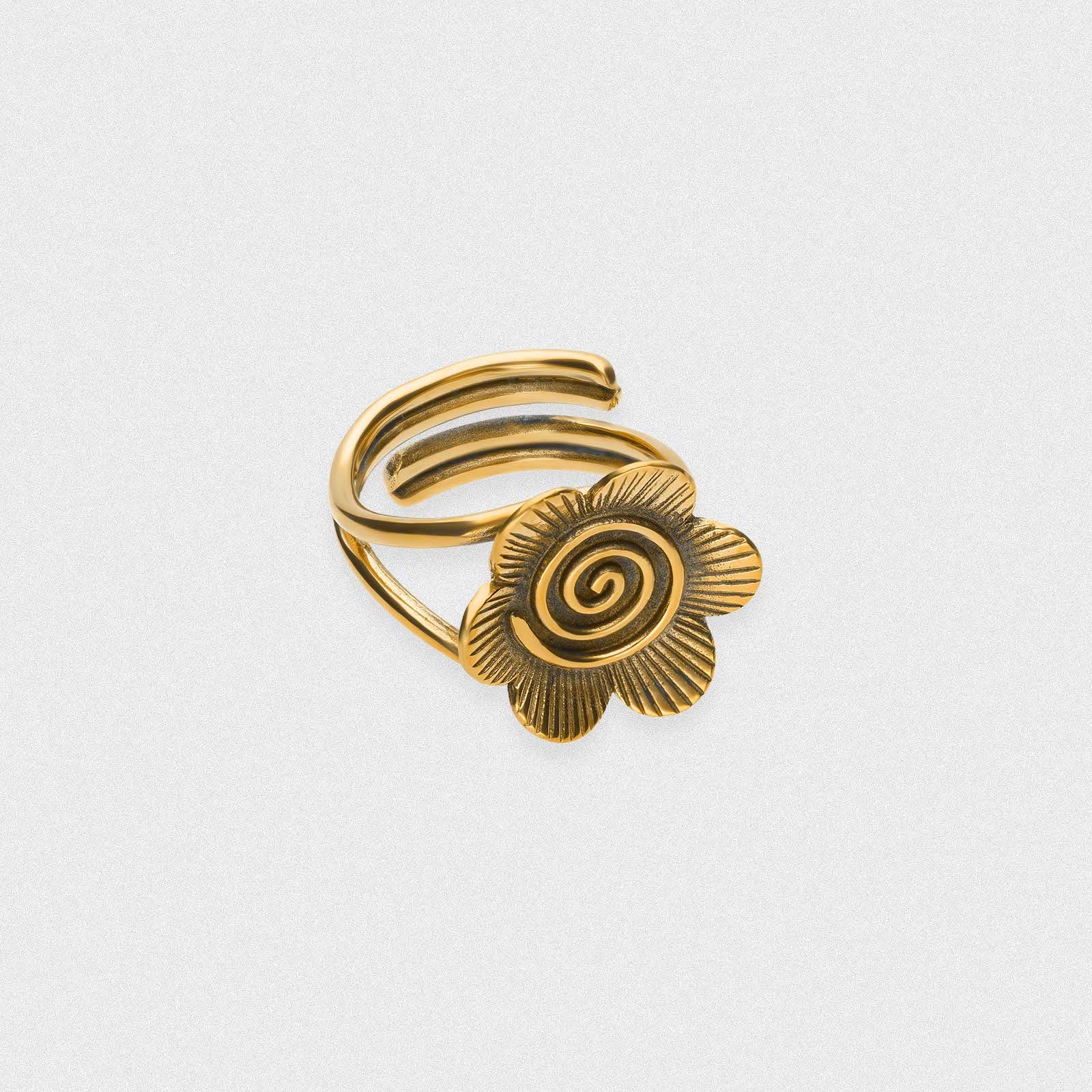 Flower Spiral Brass Ring