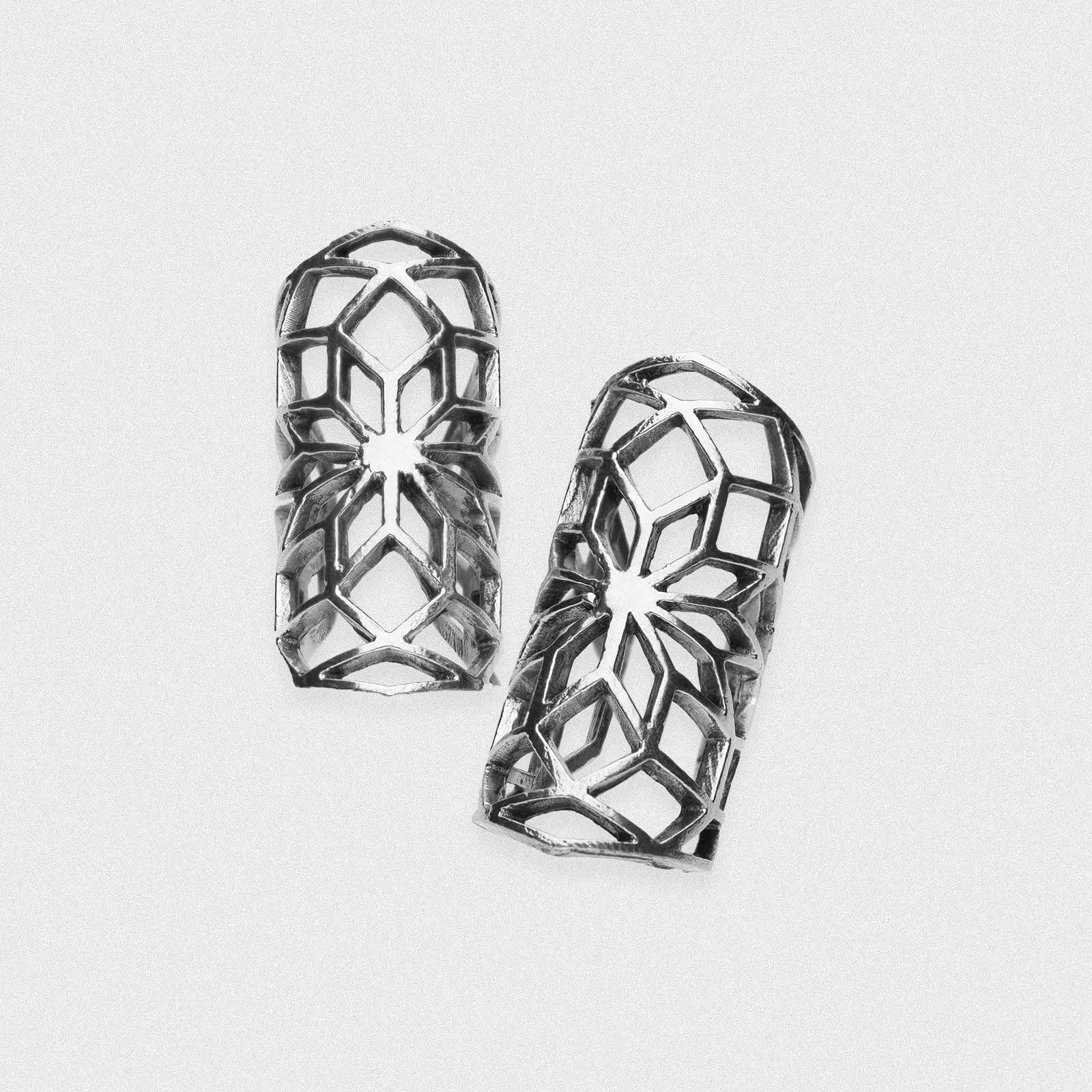 Geometric Flower White Brass Ear Cuff