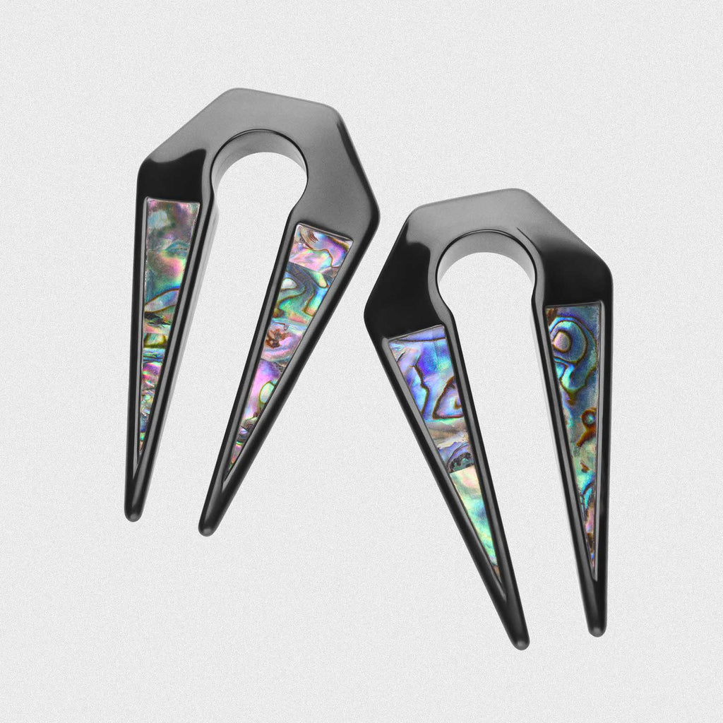 Geometric Keyhole Shell & Black PVD Ear Weight | Ear Hangers | SIBJ