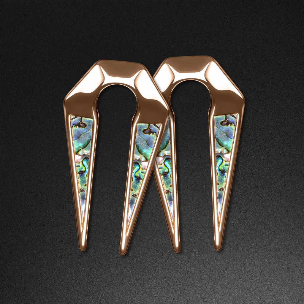 Geometric Keyhole Shell & Rose Gold PVD Ear Weight | Ear Hangers