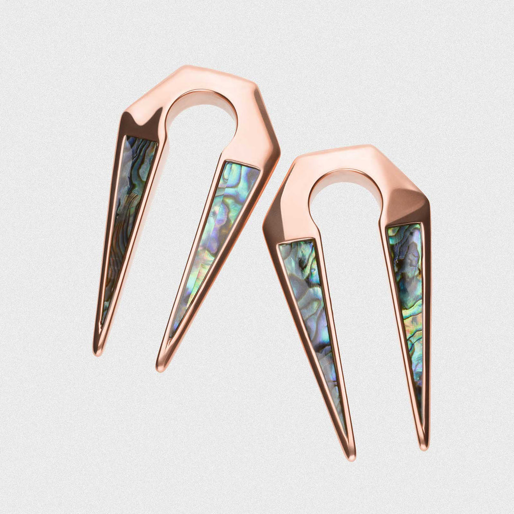 Geometric Keyhole Shell & Rose Gold PVD Ear Weight | Ear Hangers