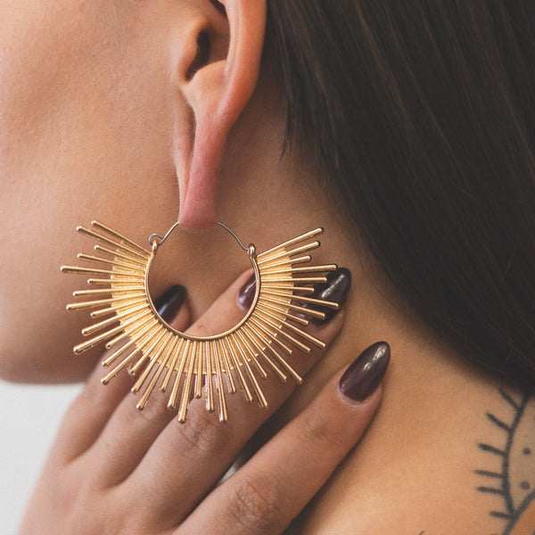 Gold Plated Sunbeam Plug Hoops
