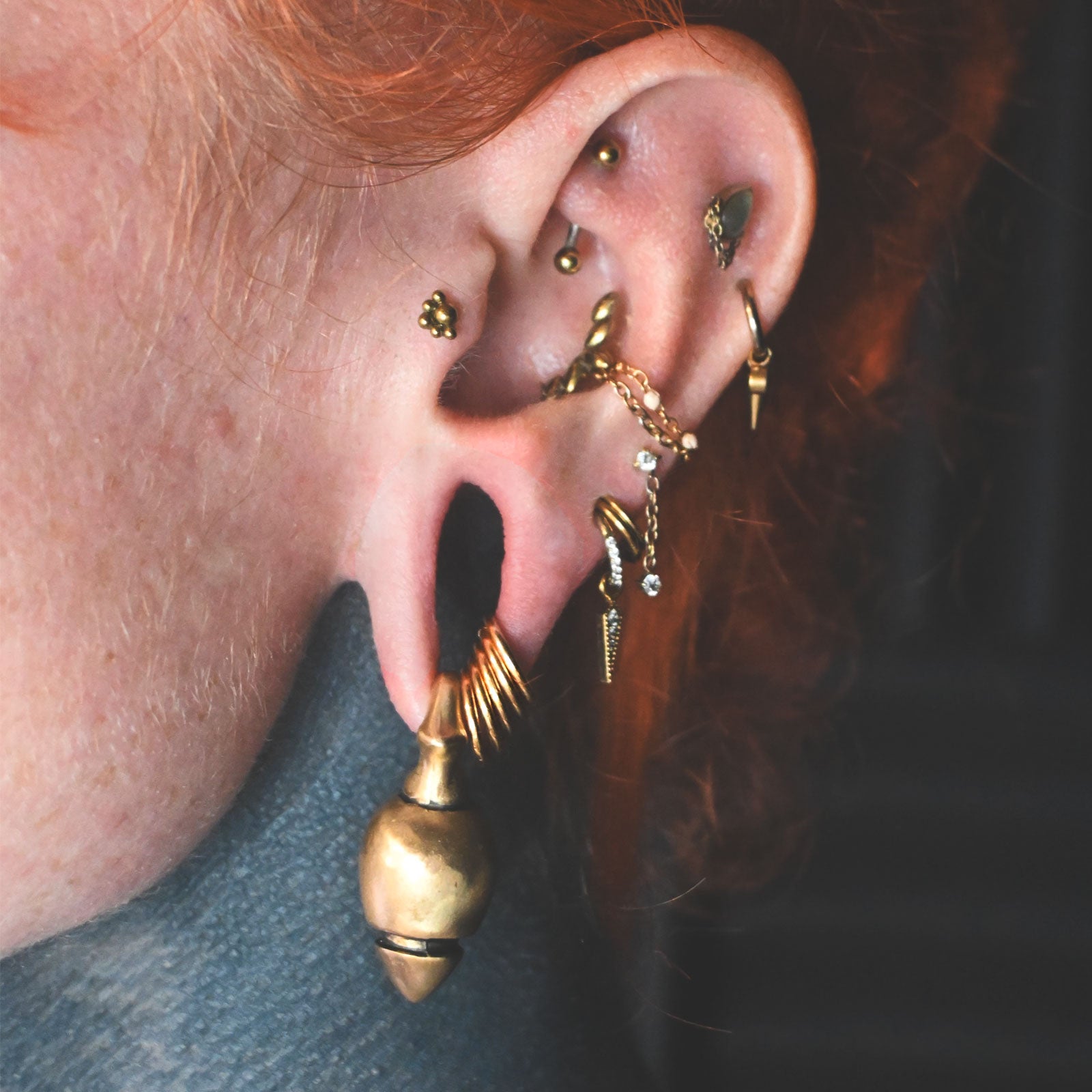 Gold PVD Titanium Ring Stacks Model Shot Two