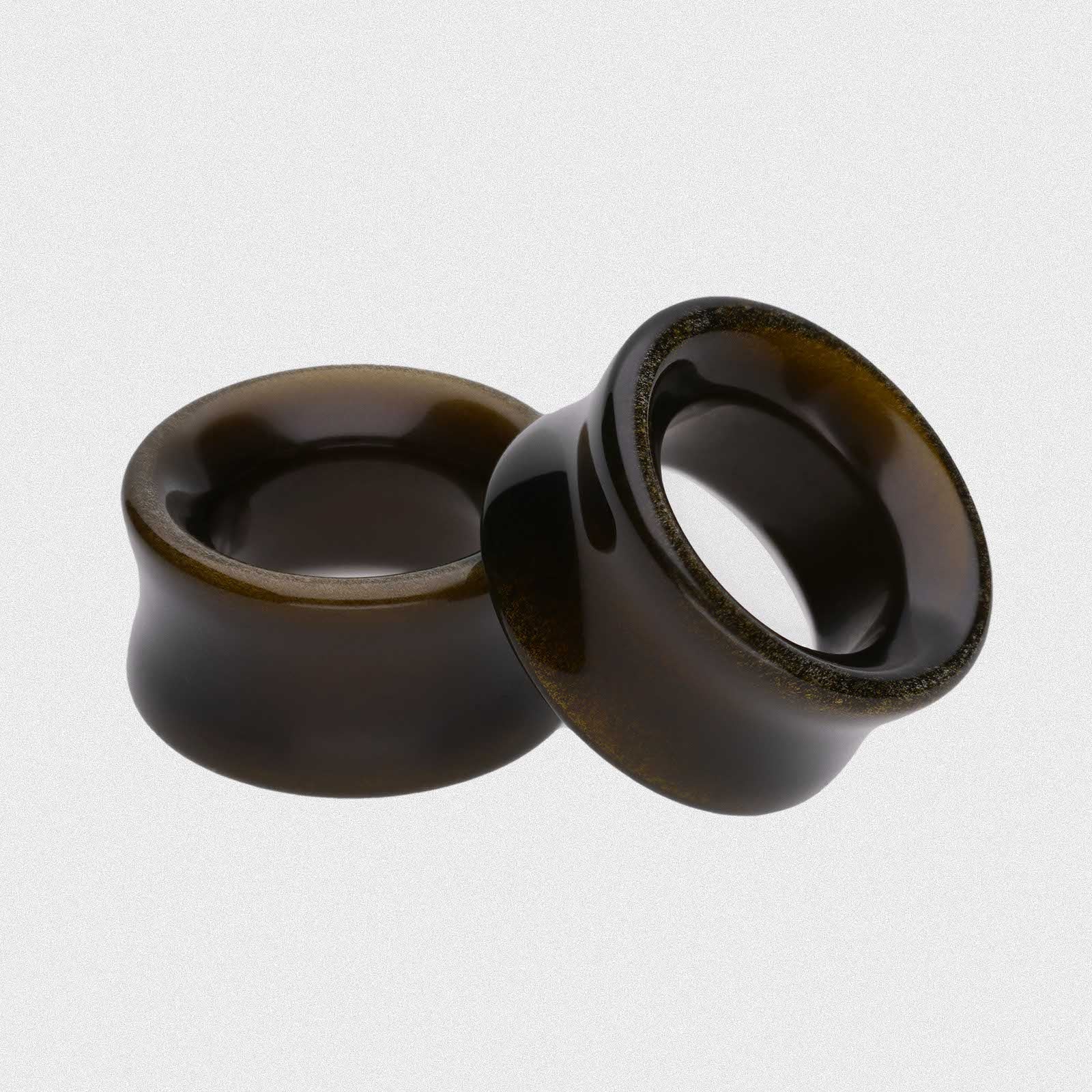 Golden Obsidian Double Flare Concave Stone Tunnel