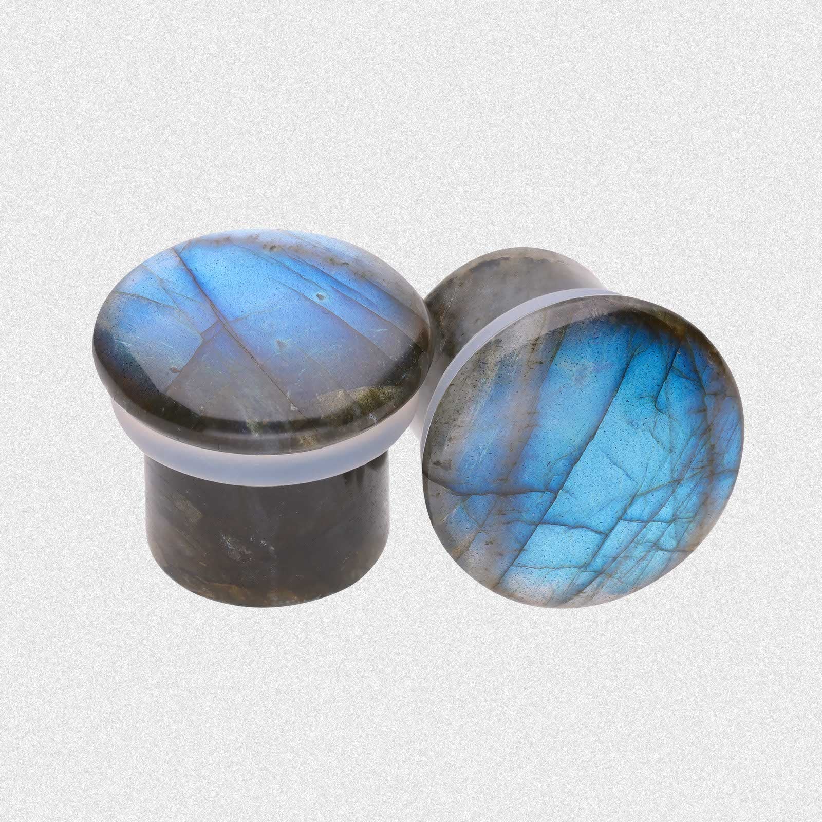 Grade AAA Labradorite Single Flare Convex Stone Plug