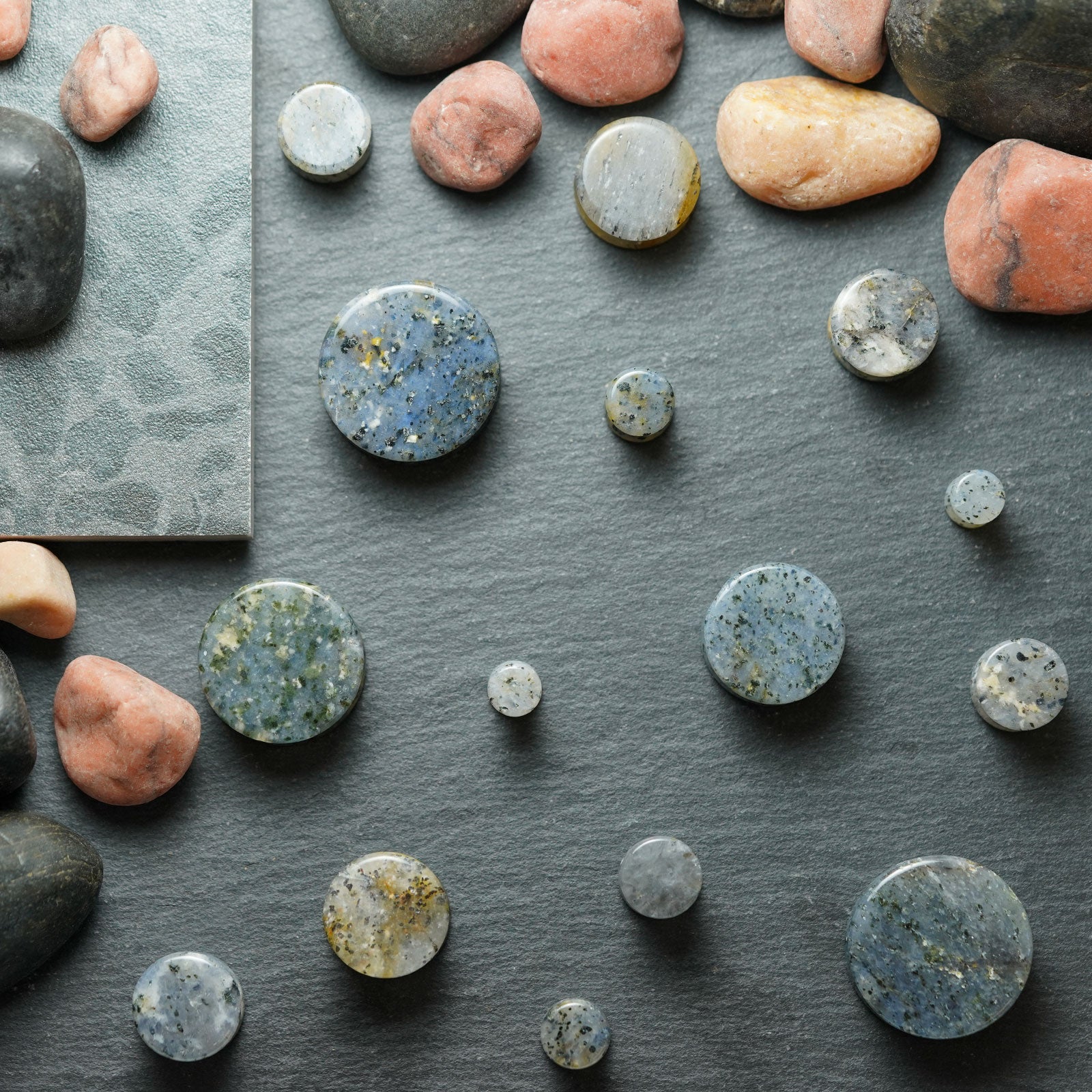 Grass Quartz Double Flare Stone Plug Group Shot