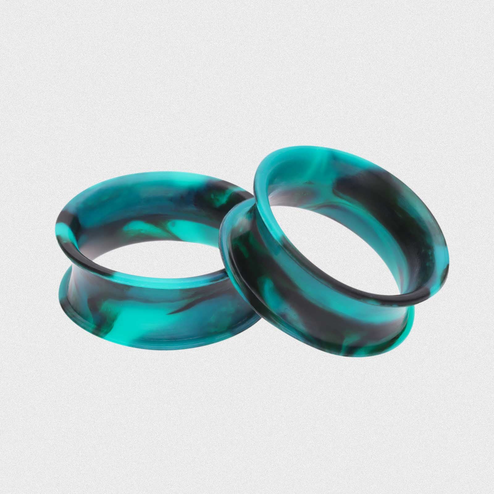 Green And Black Marble Double Flare Silicone Tunnel