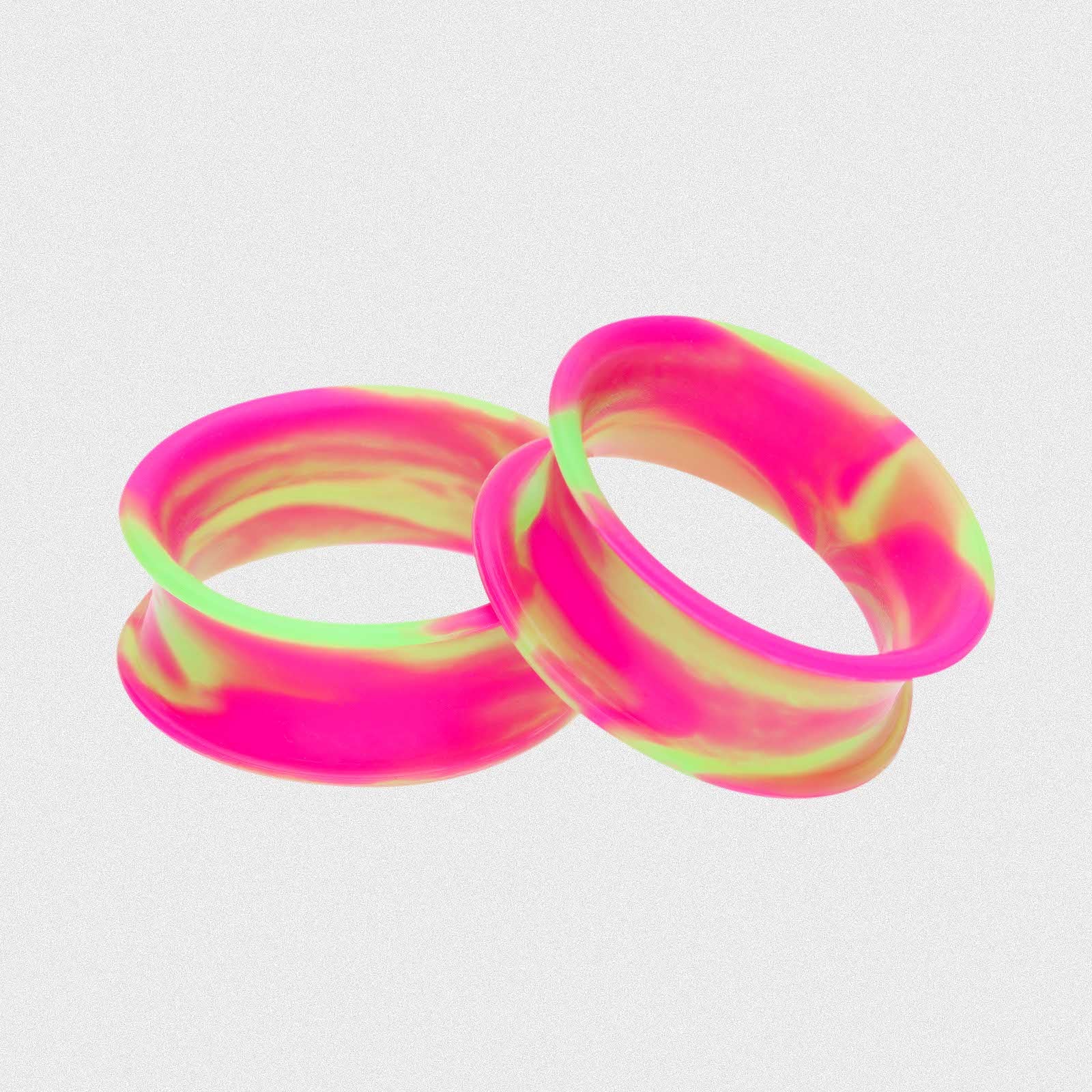 Green And Pink Ombré Double Flare Silicone Tunnel