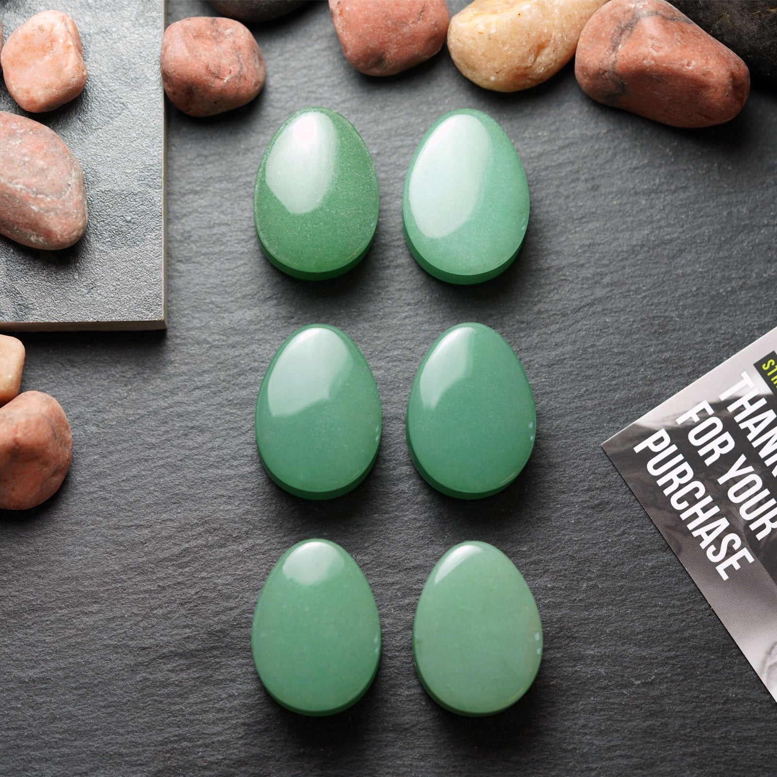 Green Aventurine Double Flare Teardrop Plug Group Shot