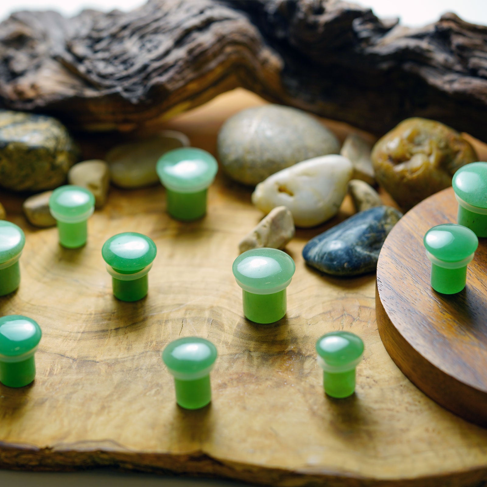 Green Aventurine Single Flare Convex Stone Plug Group Shot