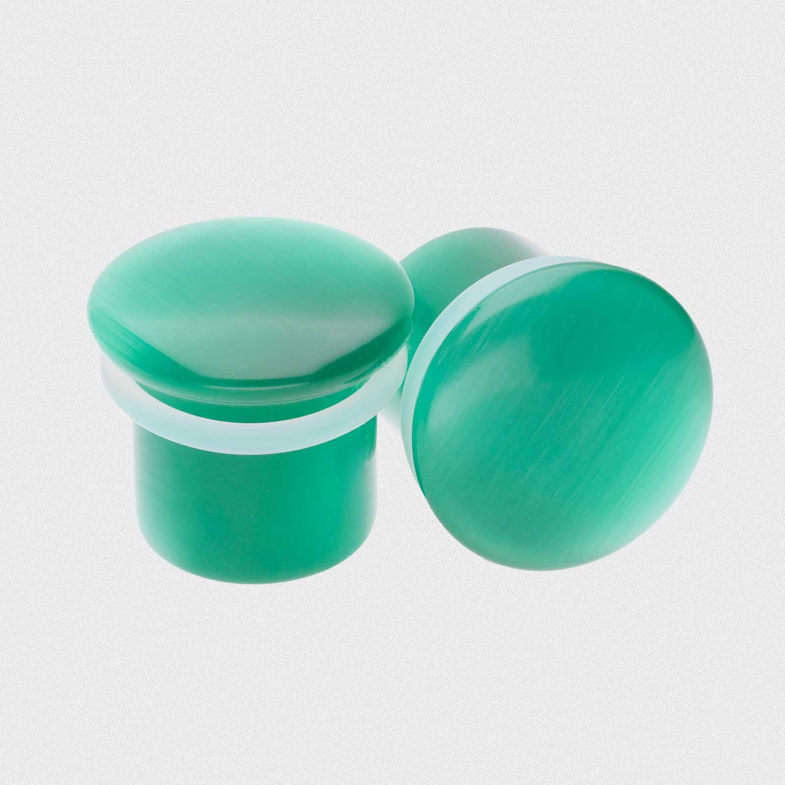 Green Cat's Eye Glass Single Flare Convex Plug