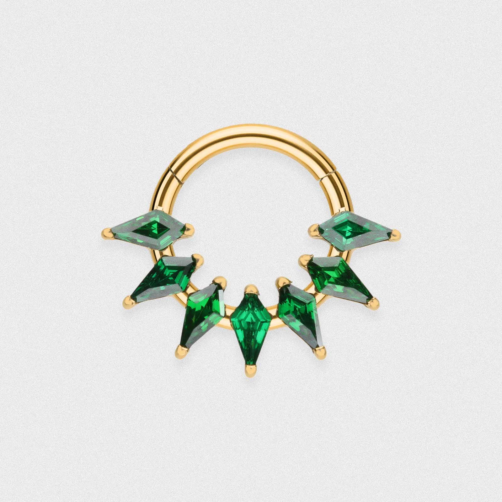 Green Gem Shard Gold PVD Titanium Septum Clicker Ring