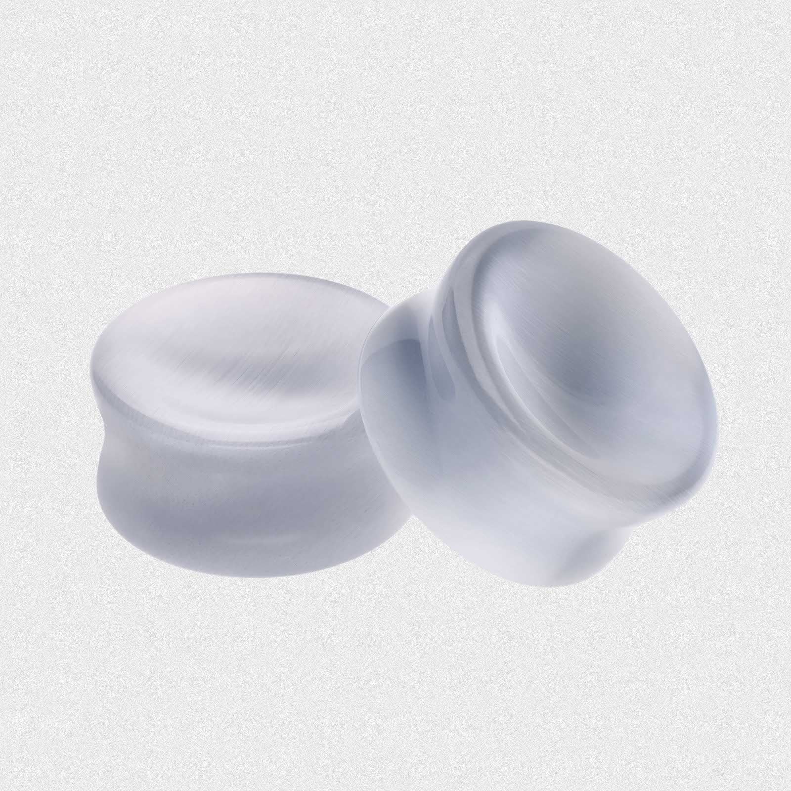 Grey Cat's Eye Glass Double Flare Concave Plug