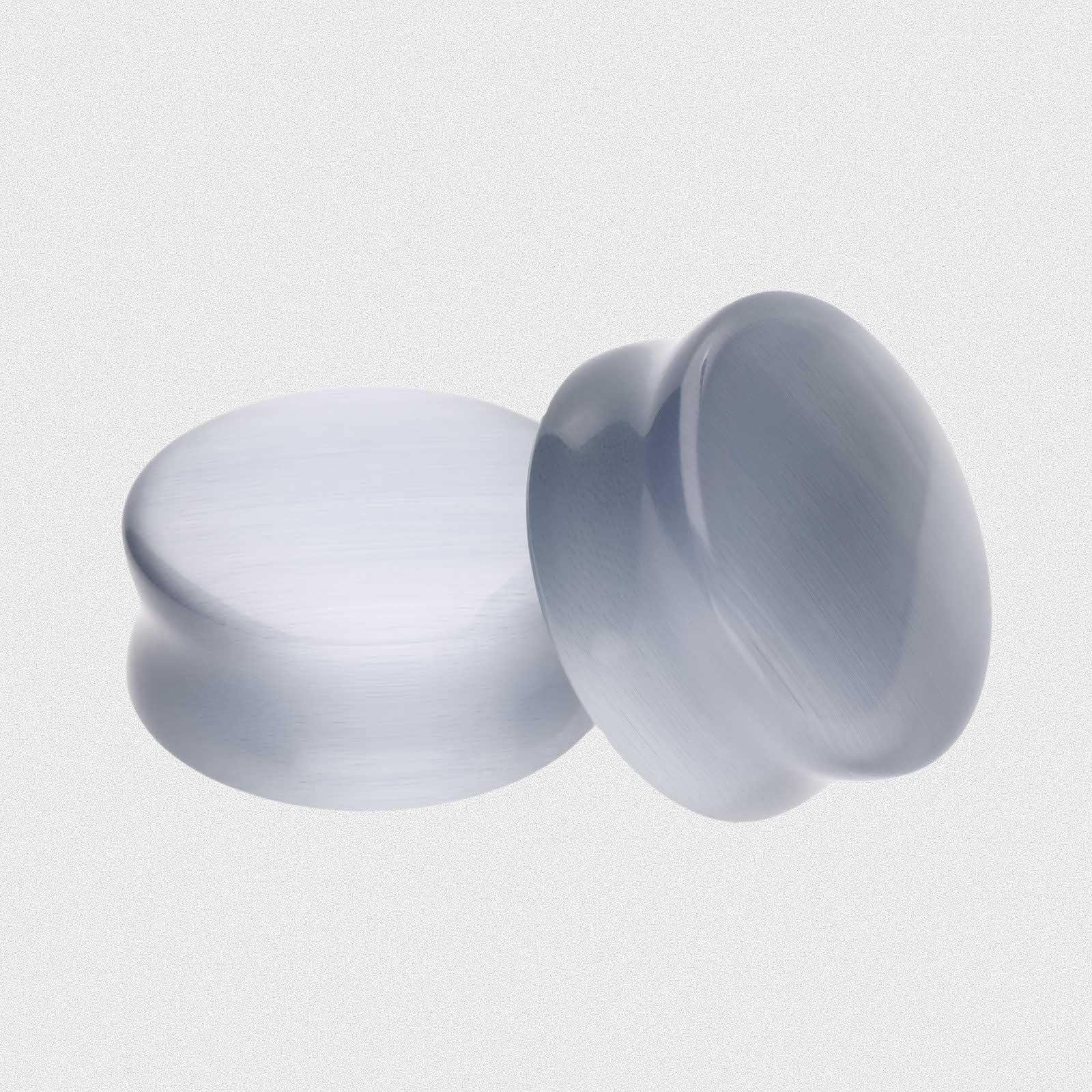 Grey Cat's Eye Glass Double Flare Convex Plug