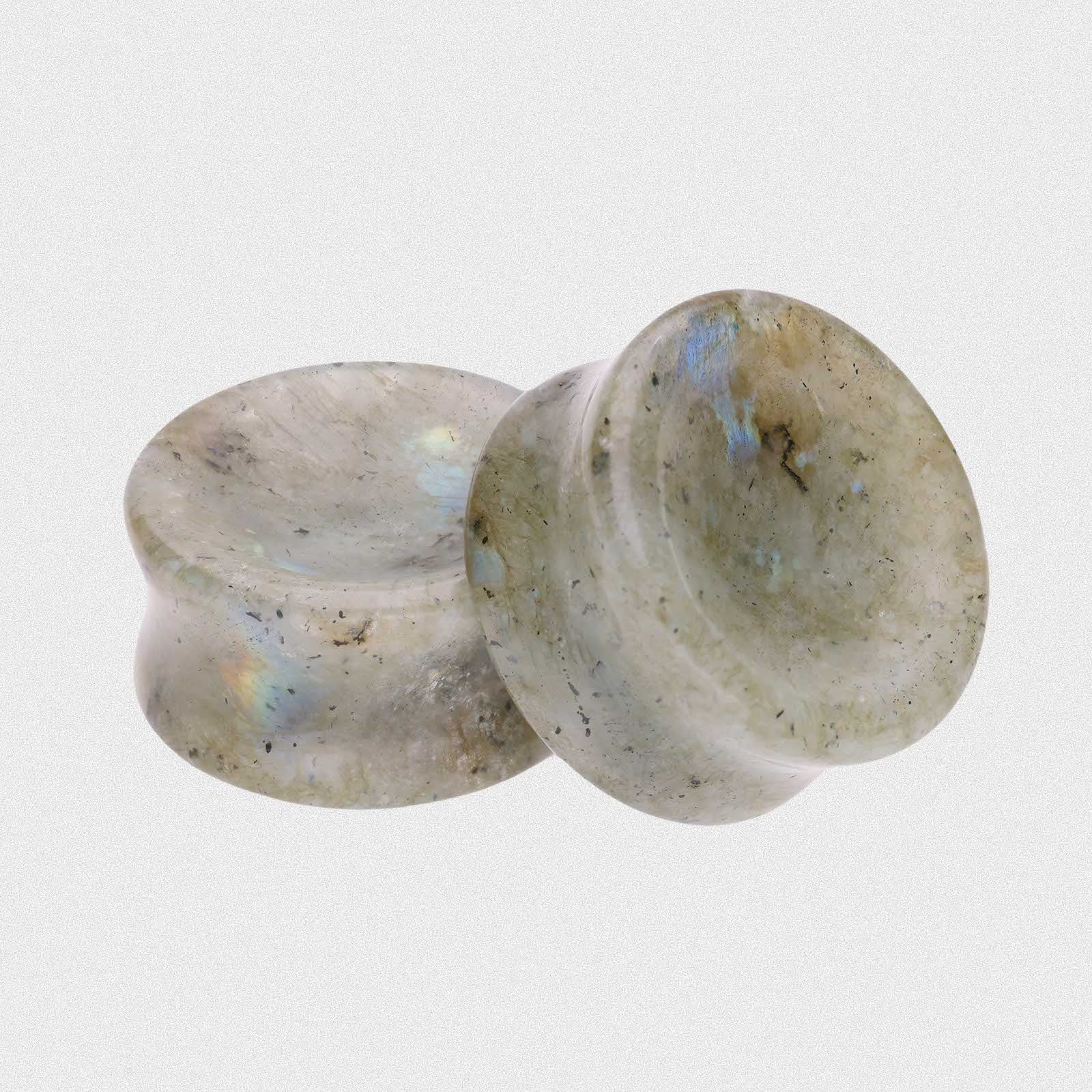 Grey Labradorite Double Flare Concave Stone Plug