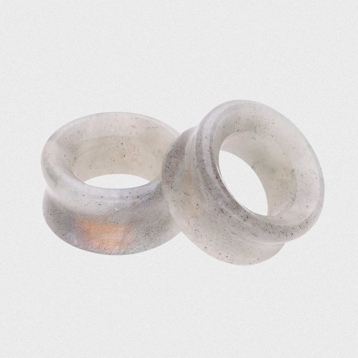 Grey Labradorite Double Flare Concave Stone Tunnel