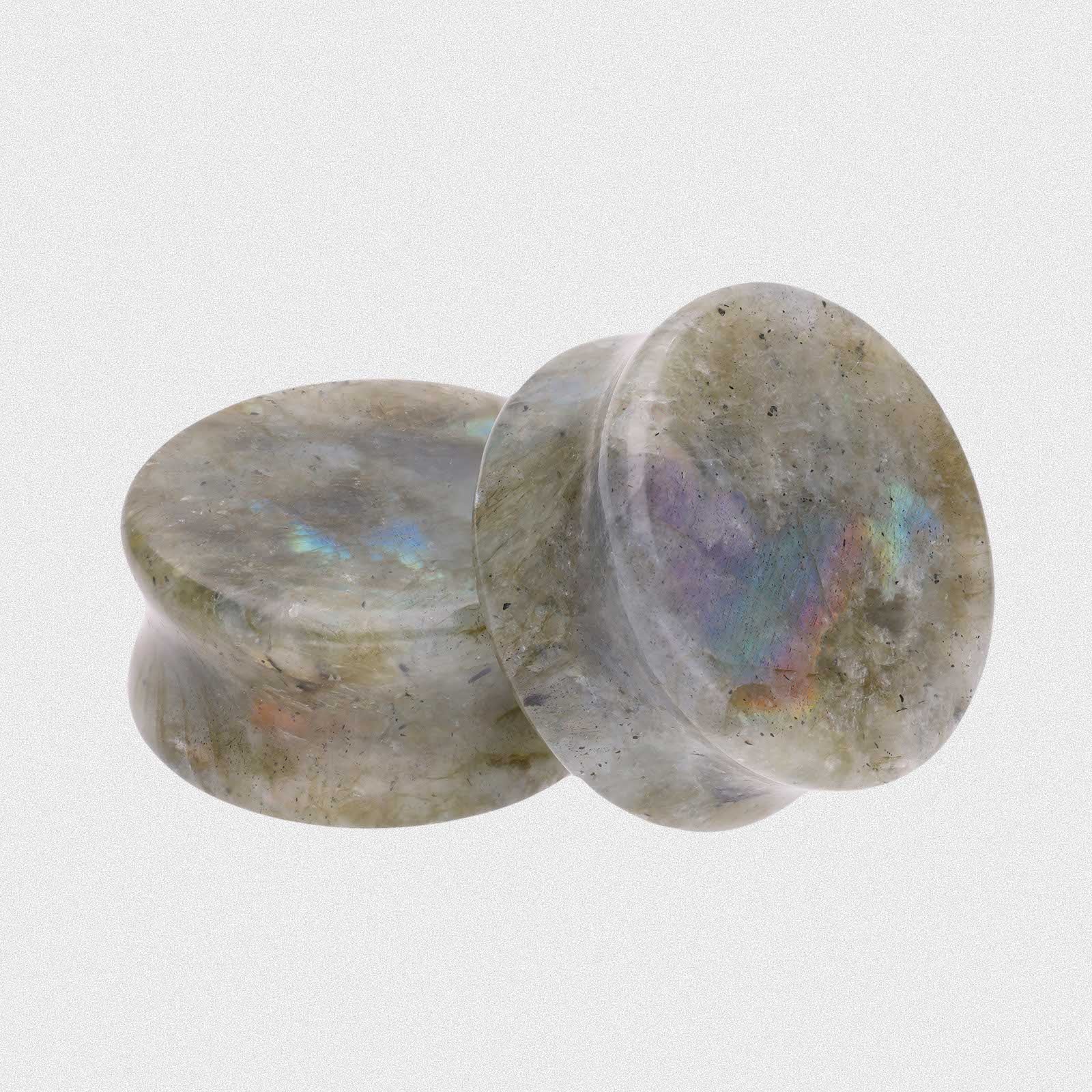 Grey Labradorite Double Flare Convex Stone Plug