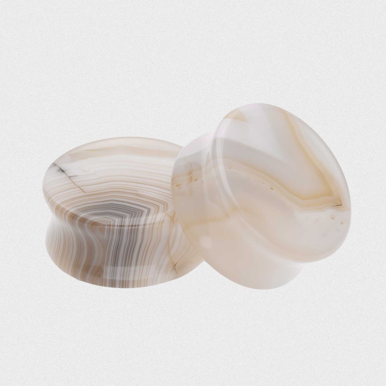 Grey Striped Agate Double Flare Stone Plug