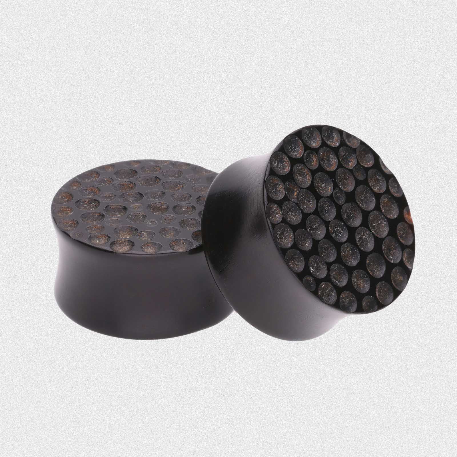 Hammered Black Areng Wood Double Flare Plug