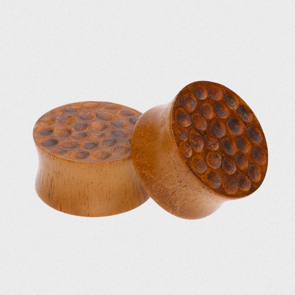 Hammered Olive Wood Double Flare Plug | Stretch It Body Jewellery