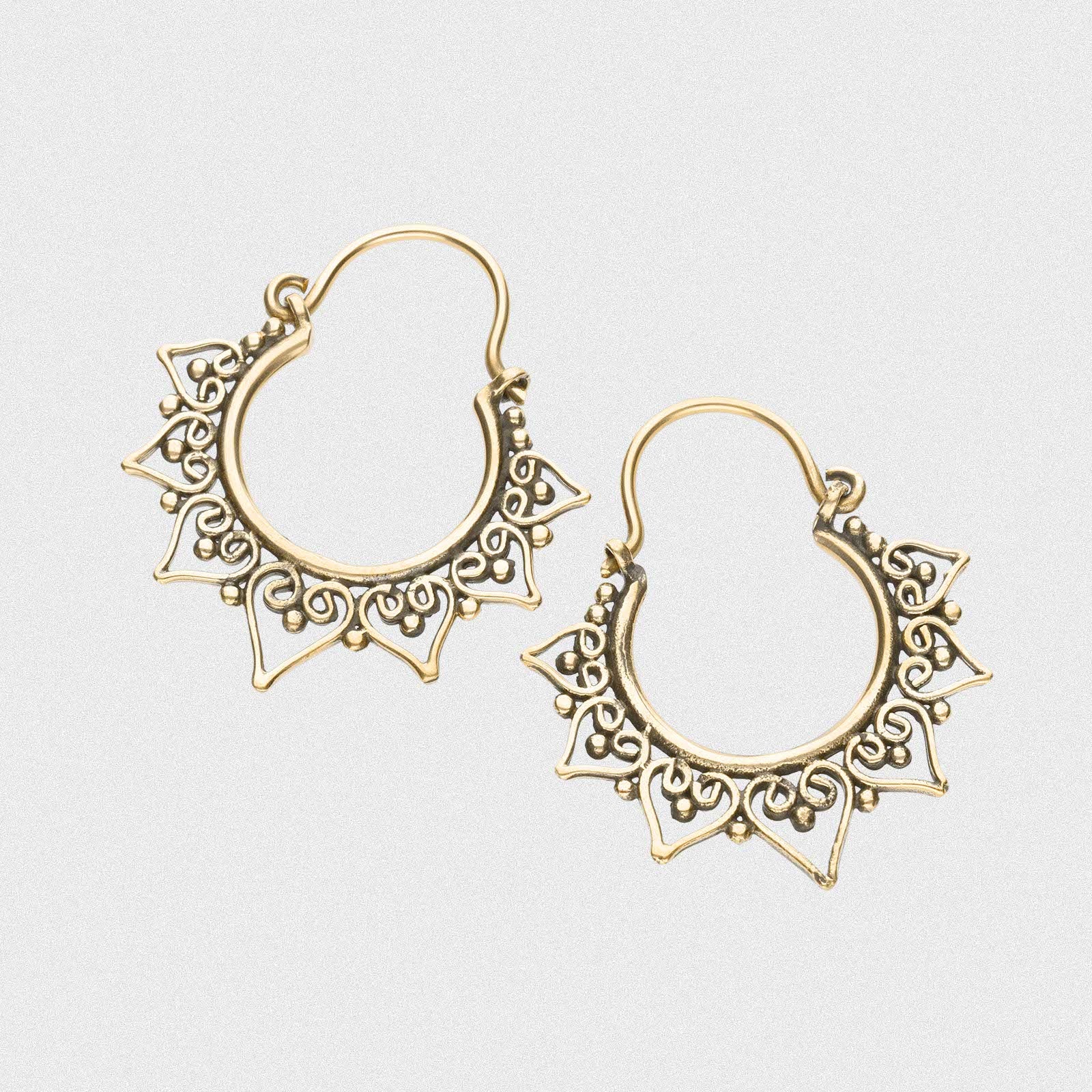 Hearts & Dots Tribal Brass Mini Plug Hoops