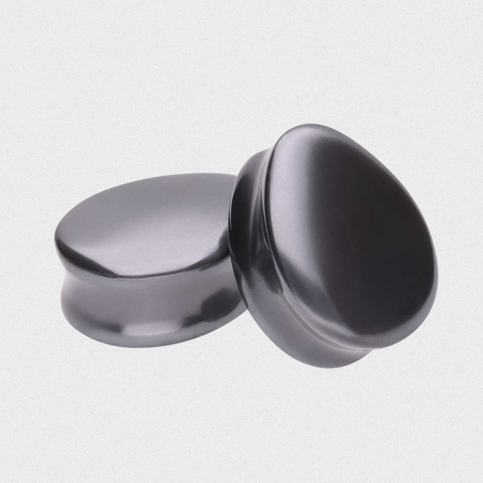 Hematite Double Flare Convex Teardrop Plug