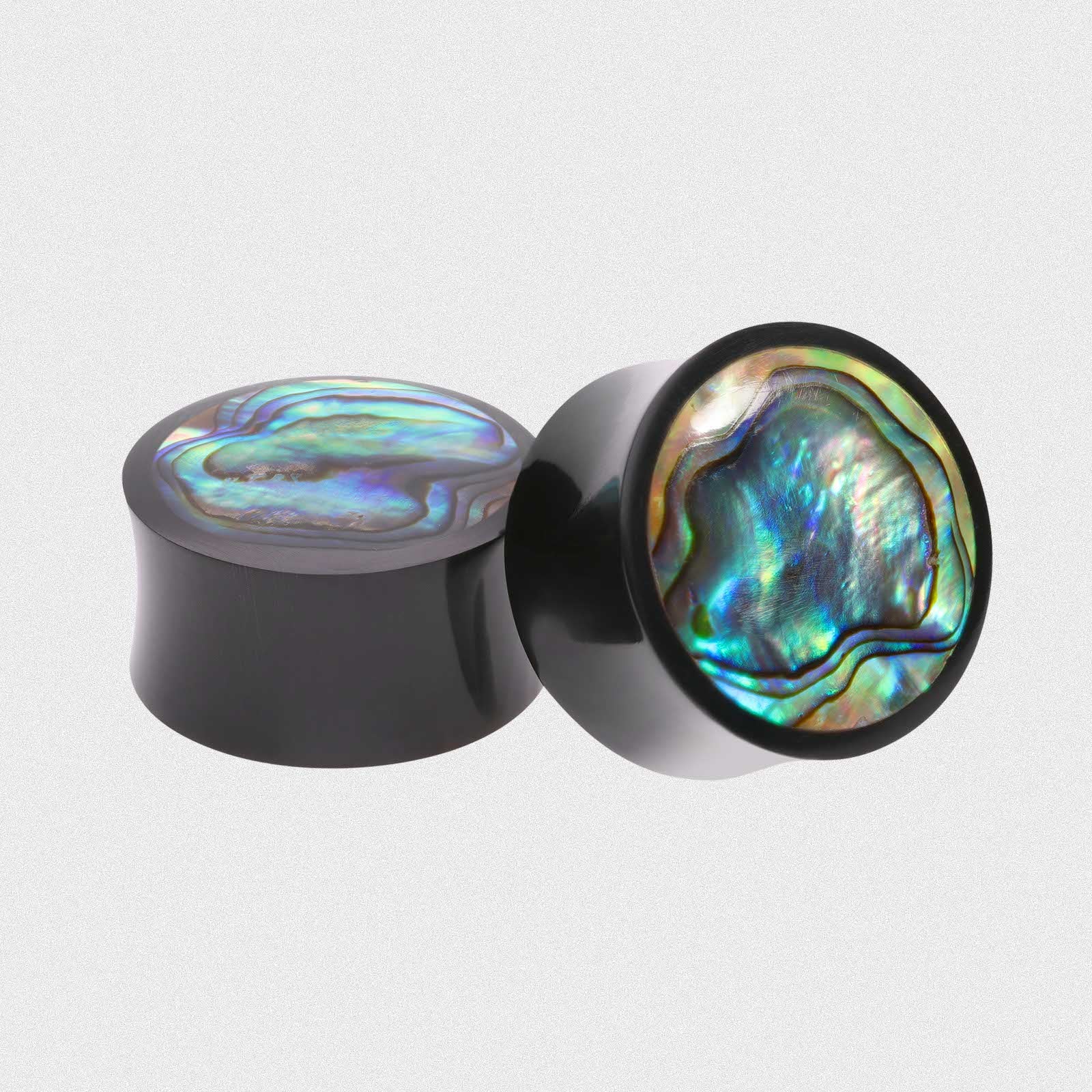 Horn Double Flare Plug With Abalone Shell Inlay