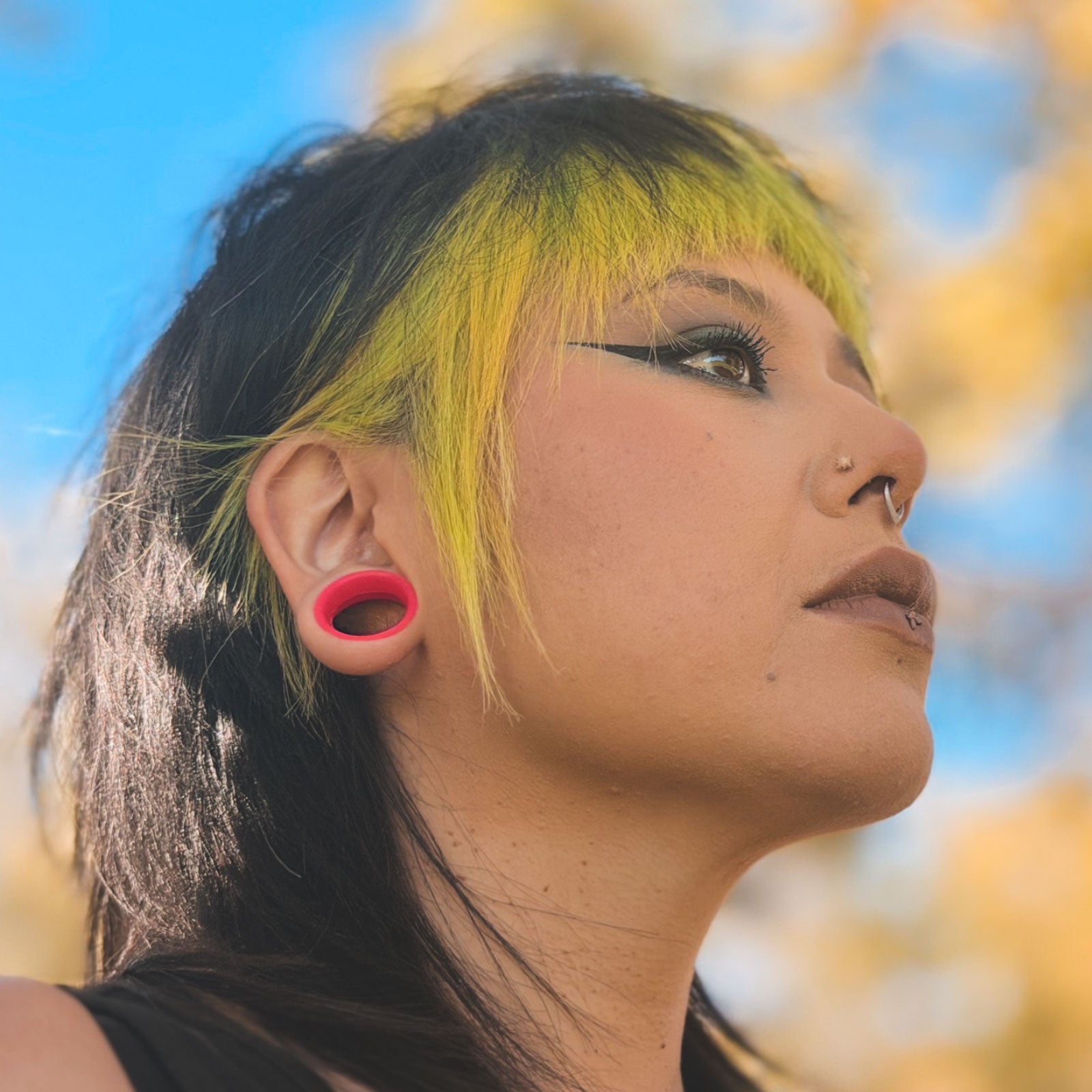 Hot Pink Silicone Double Flare Tunnel Model Shot Two