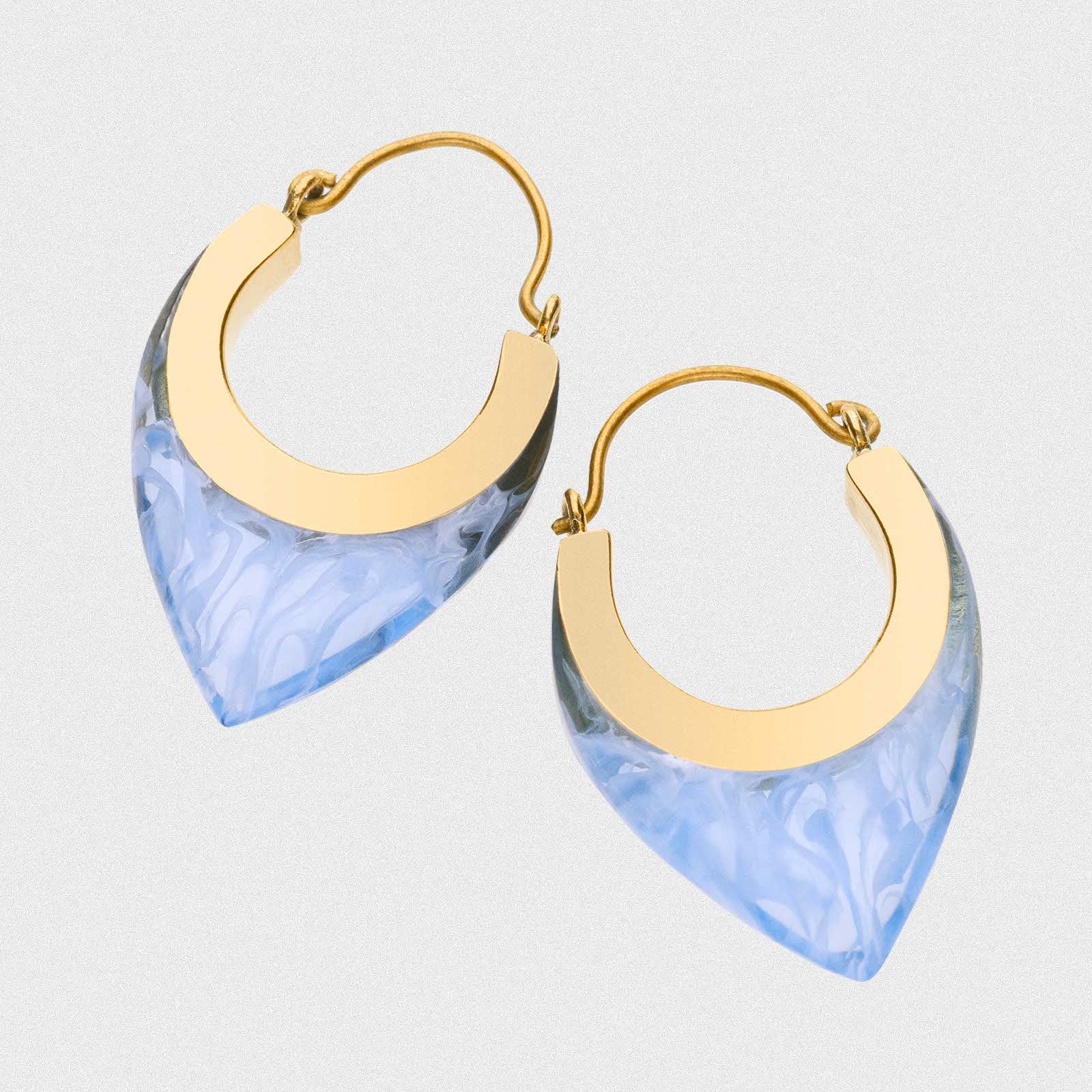 Ice Storm Epoxy & Brass Plug Hoops