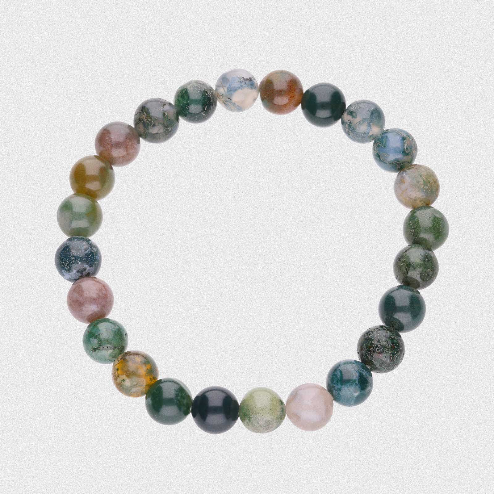 Indian Agate Bead Stone Stretch Bracelet