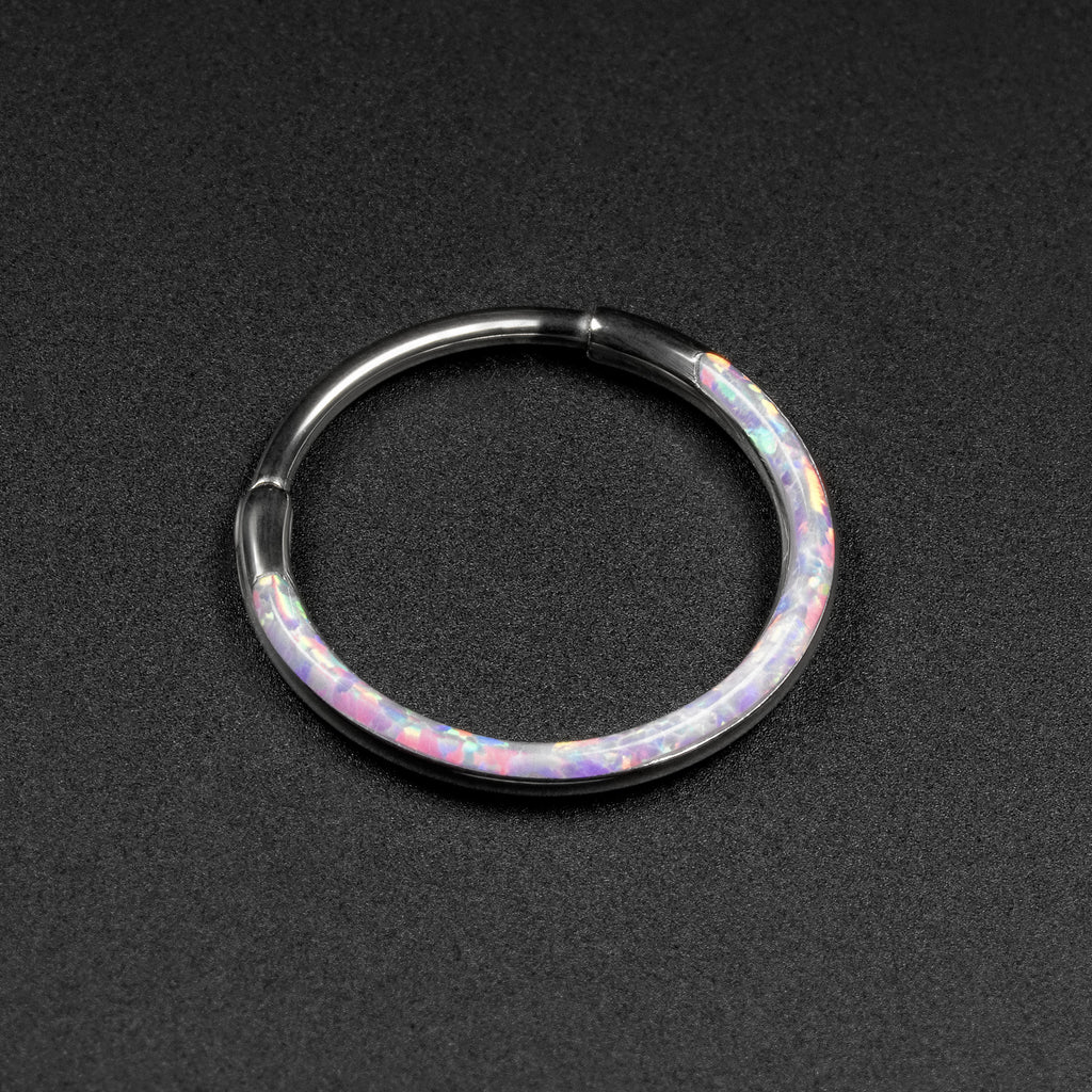 Inlaid Flash Lavender Synth Opal Titanium Earring