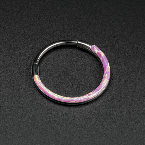 Inlaid Rose Pink Synth Opal Titanium Earring