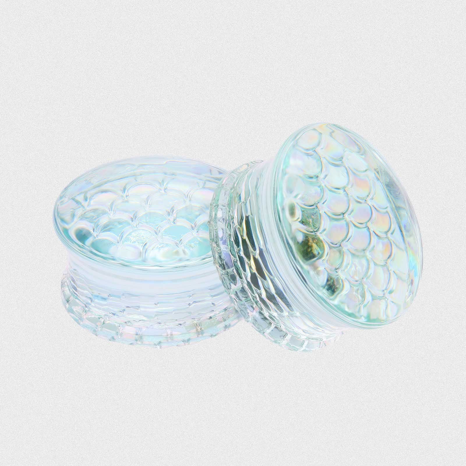 Iridescent Mermaid Scale Glass Double Flare Convex Plug