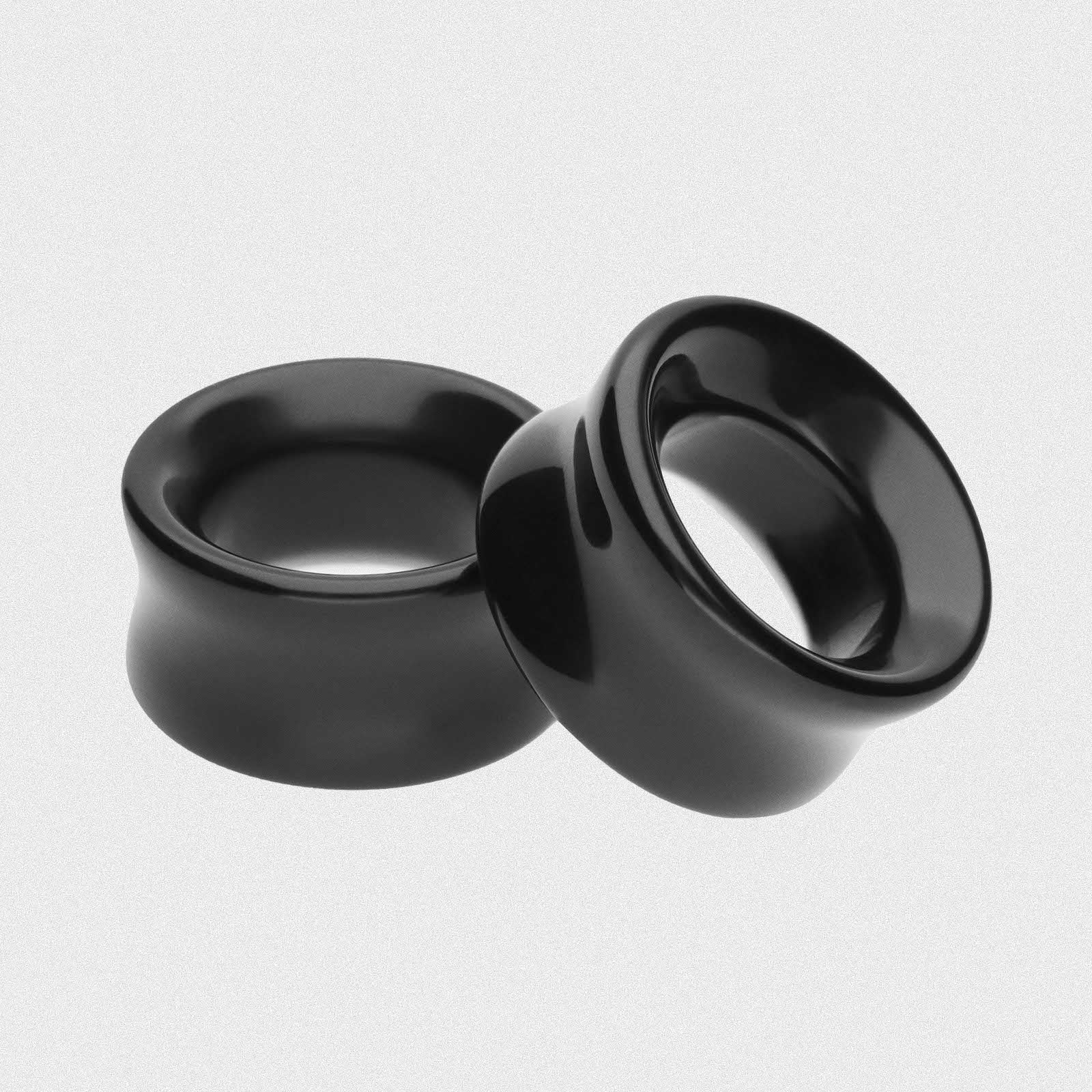 Jet Black Glass Double Flare Concave Tunnel