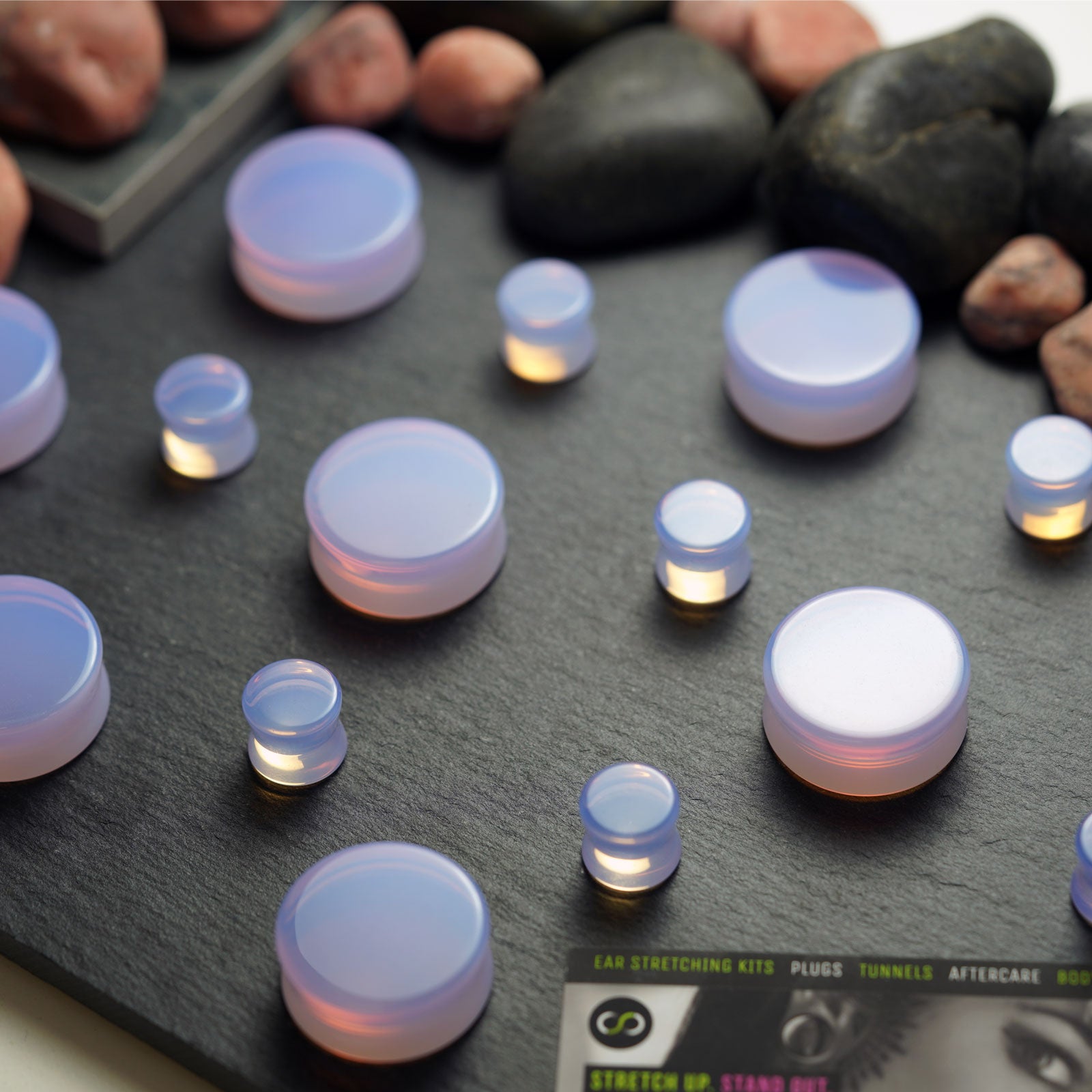 Lavender Opalite Double Flare Plug Group Shot