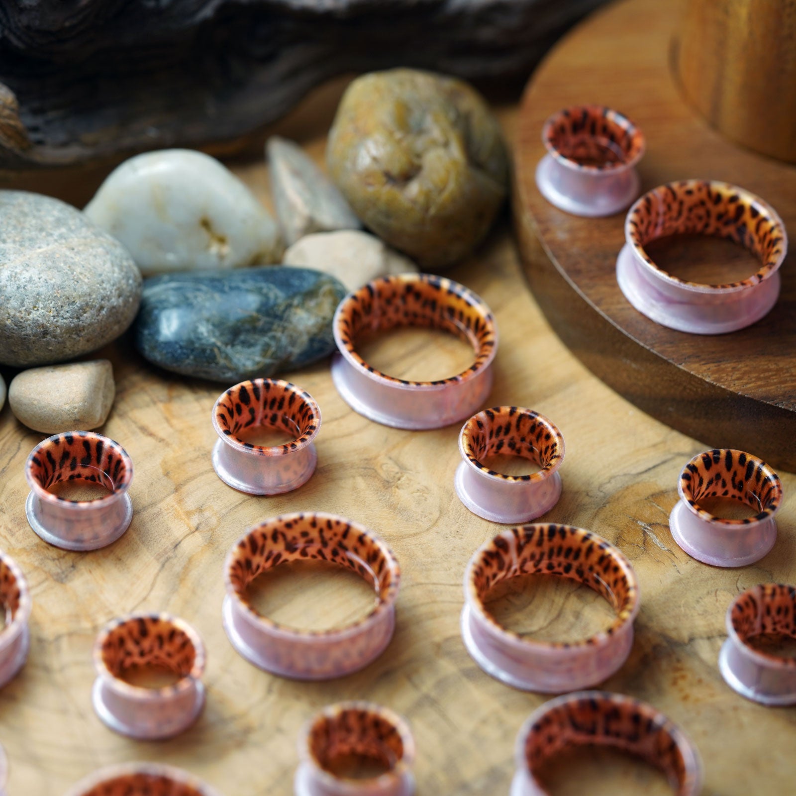 Leopard Print Double Flare Silicone Tunnel Group Shot