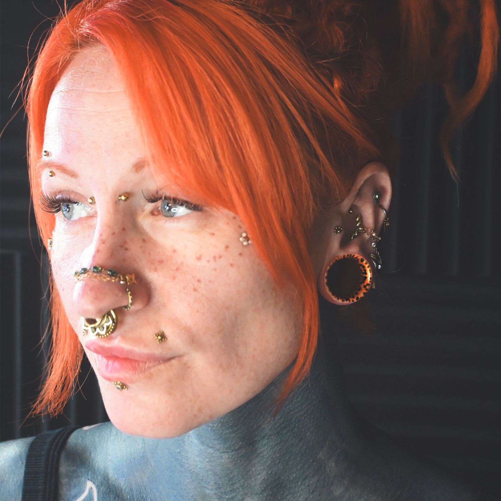 Leopard Print Double Flare Silicone Tunnel Model Shot