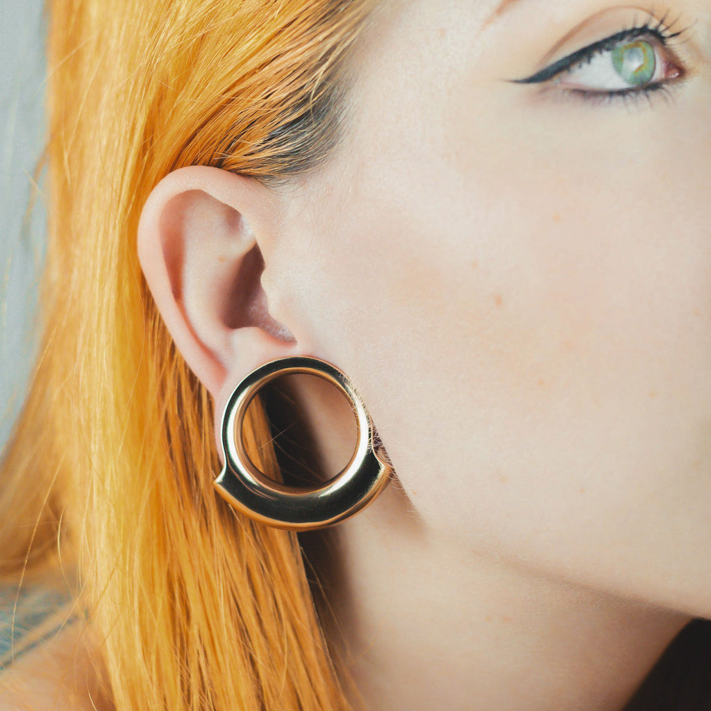 Lobe Cuff Rose Gold PVD Double Flare Ear Weight | Ear Hangers | SIBJ ...