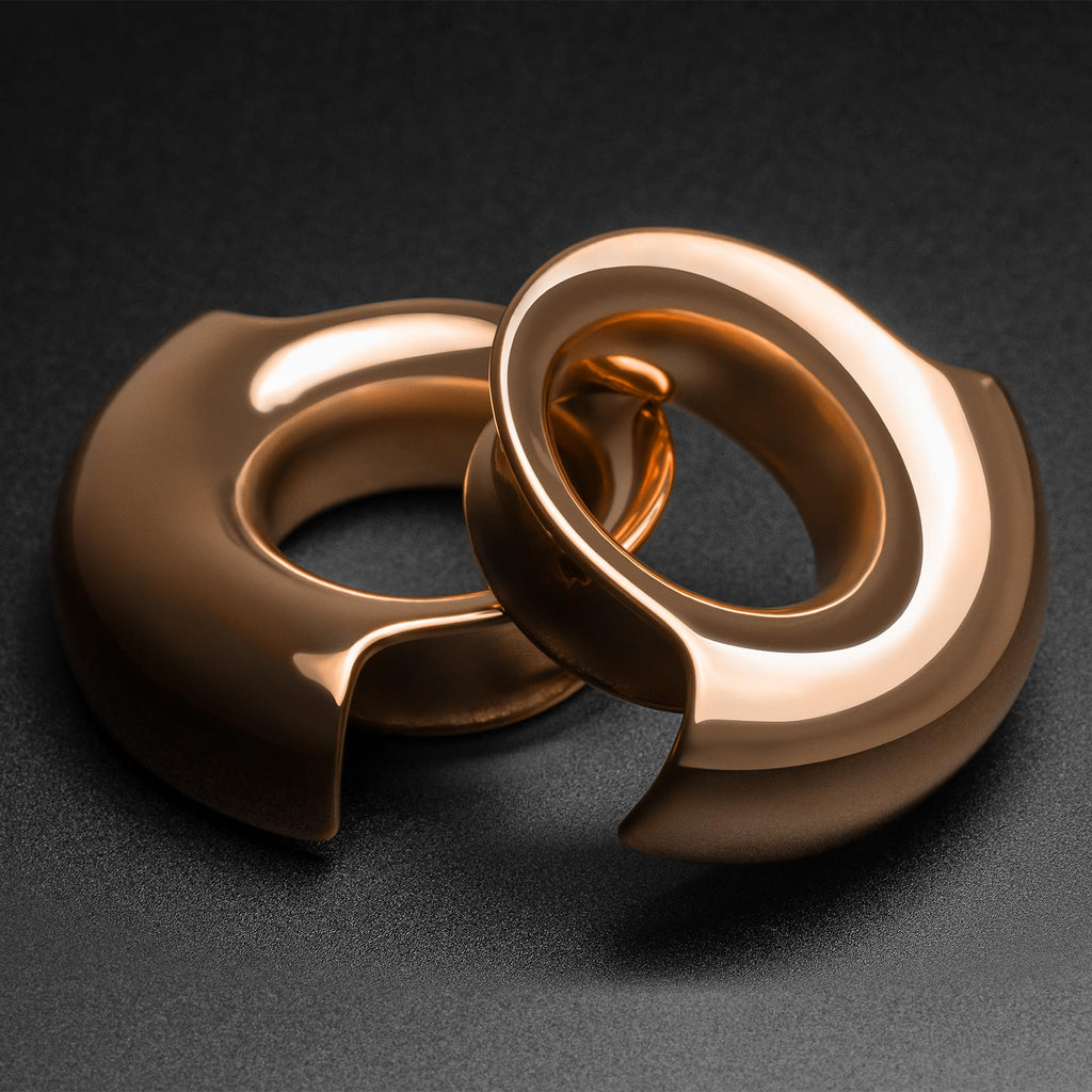 Lobe Cuff Rose Gold PVD Double Flare Ear Weight
