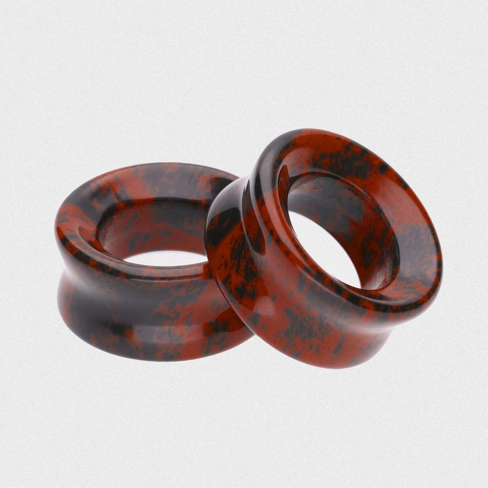 Mahogany Obsidian Double Flare Concave Stone Tunnel