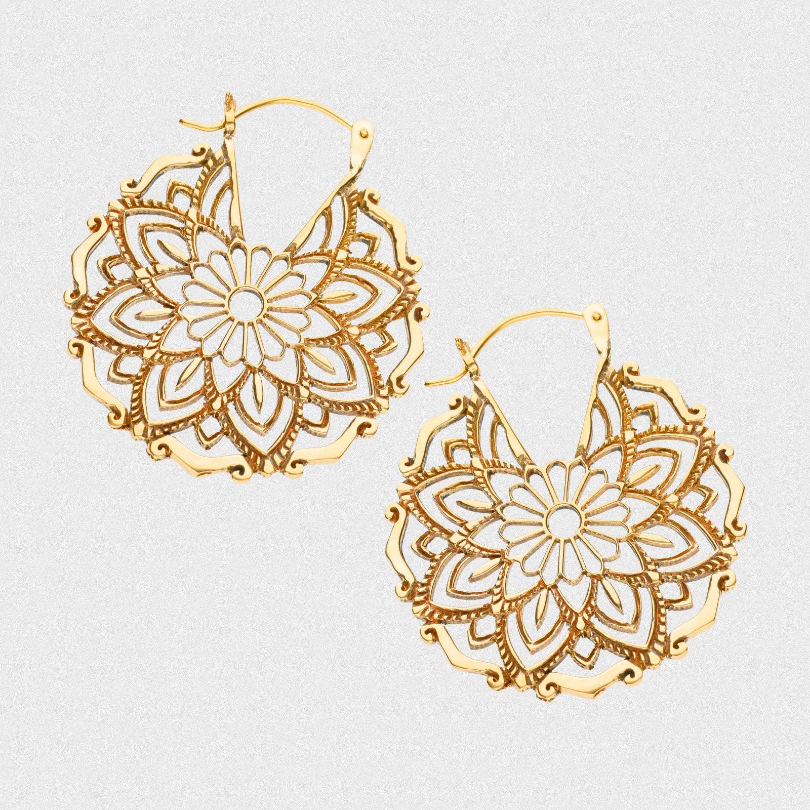 Mandala Brass Mini Plug Hoops