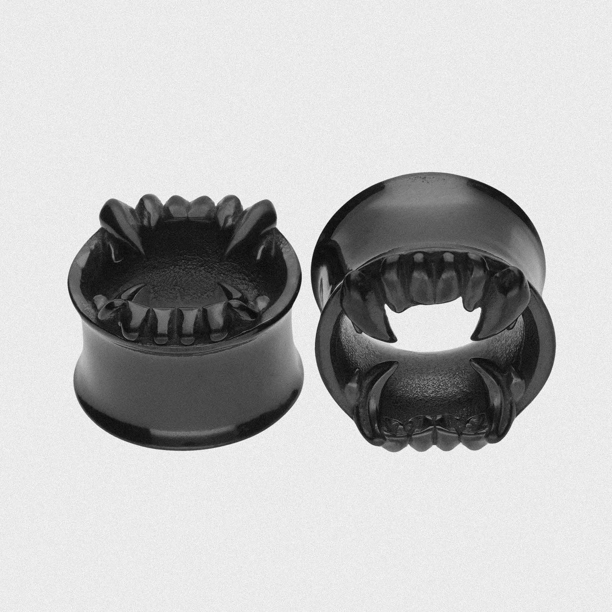 Monster Teeth Black PVD Double Flare Tunnel