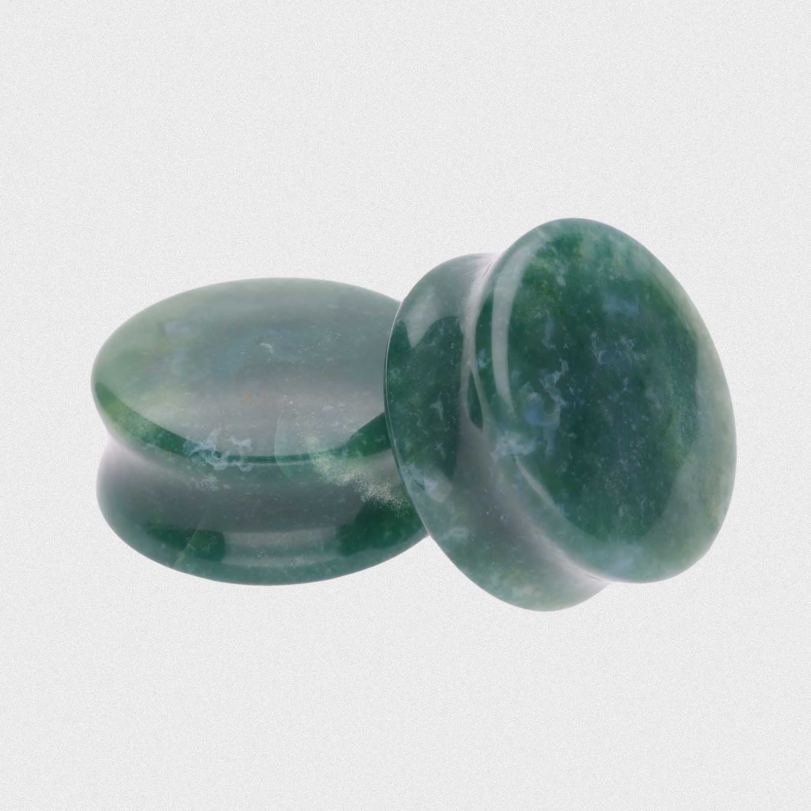 Moss Agate Double Flare Convex Stone Plug