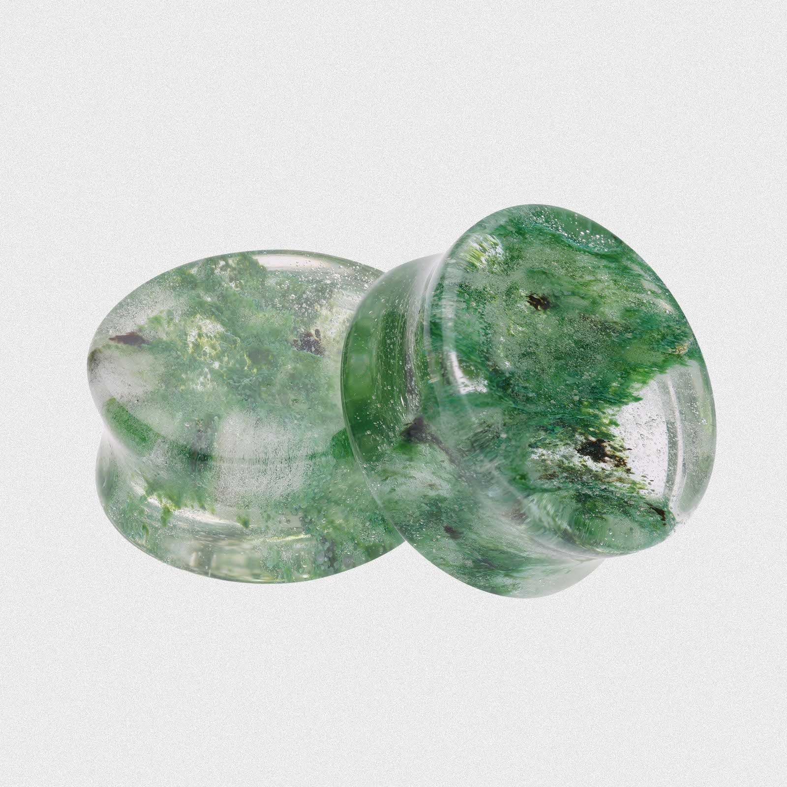Moss Glass Double Flare Plug