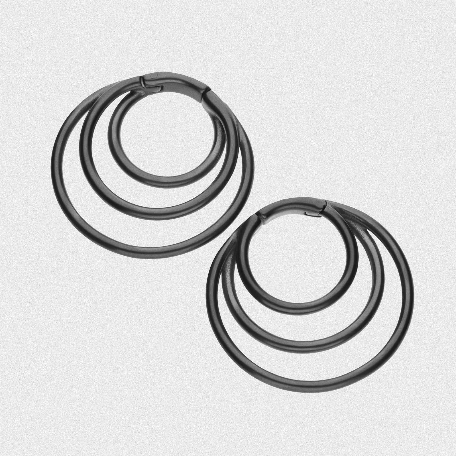 Multi Hoop Black PVD Magnetic Ear Weight