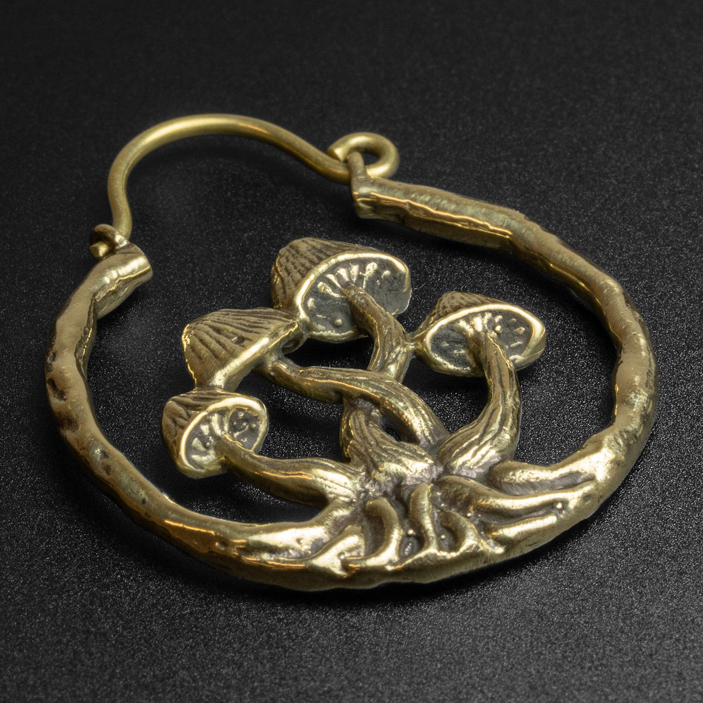 Mushroom Brass Plug Hoops | Ear Hangers For Stretchers | Stretch It ...