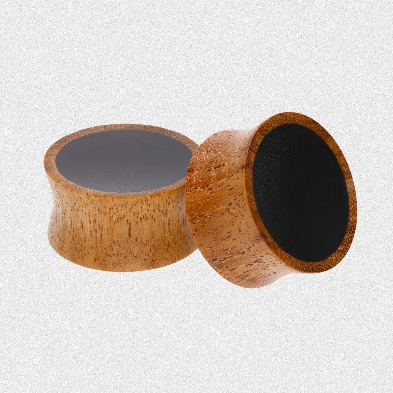 Olive Wood Double Flare Concave Plug With Black Areng Wood Inlay