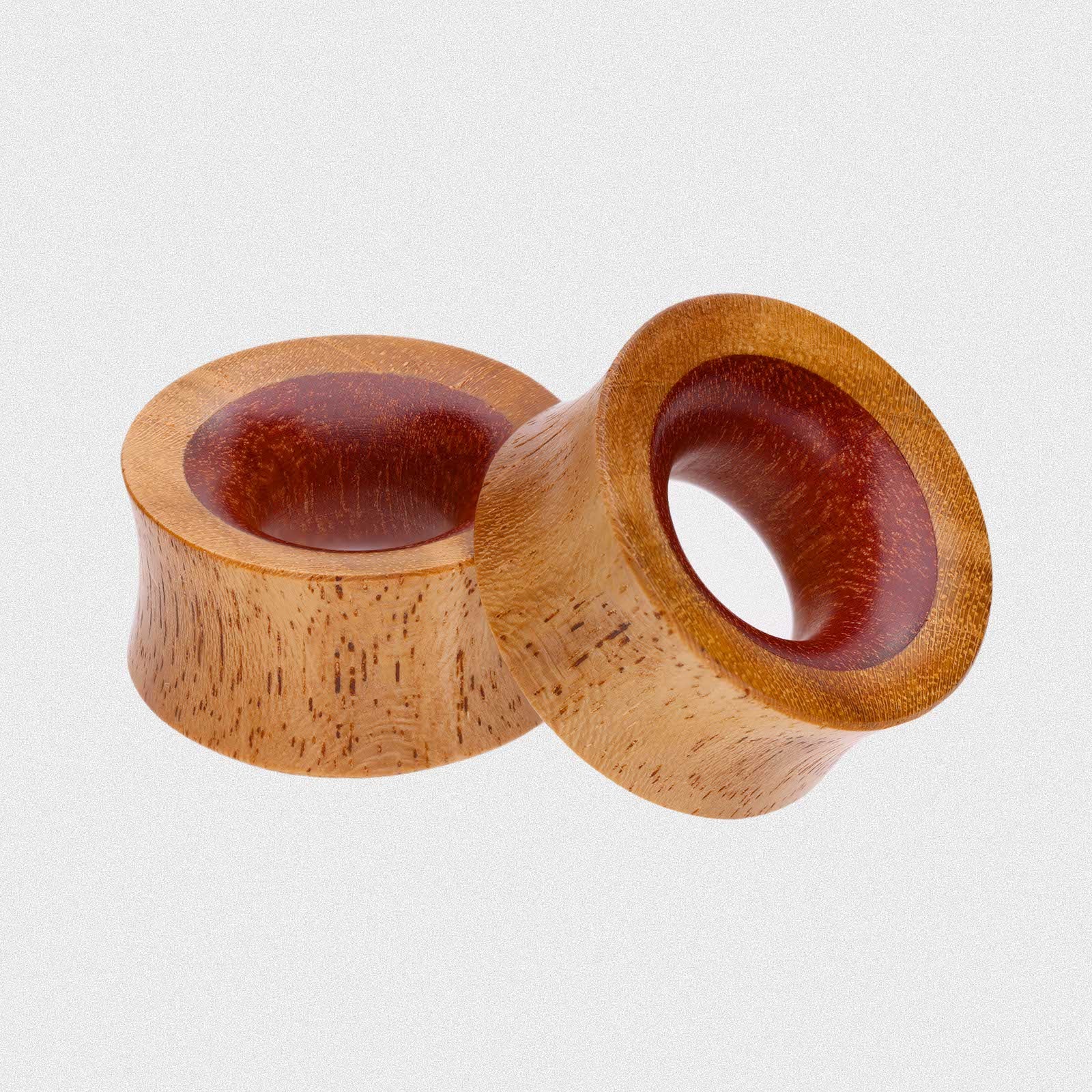 Olive Wood Double Flare Concave Tunnel With Saba Wood Inlay
