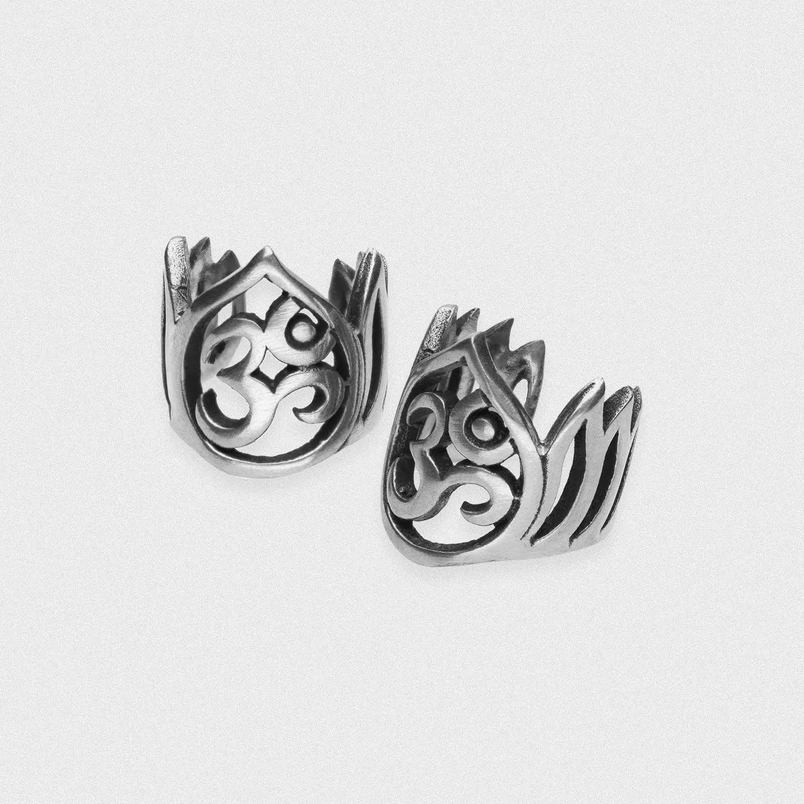 Om Mani White Brass Ear Cuff