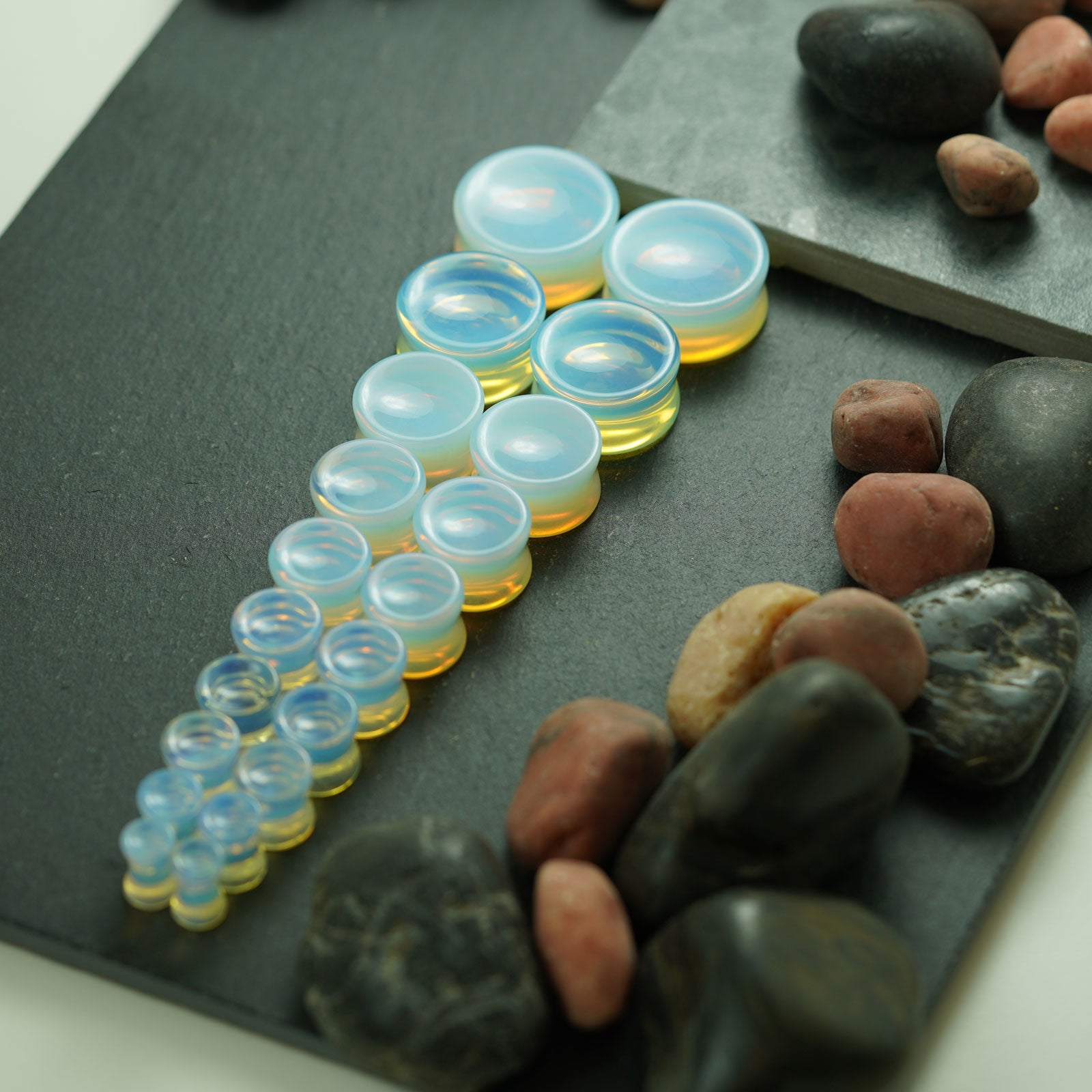 Opalite Double Flare Concave Plug Group Shot Two